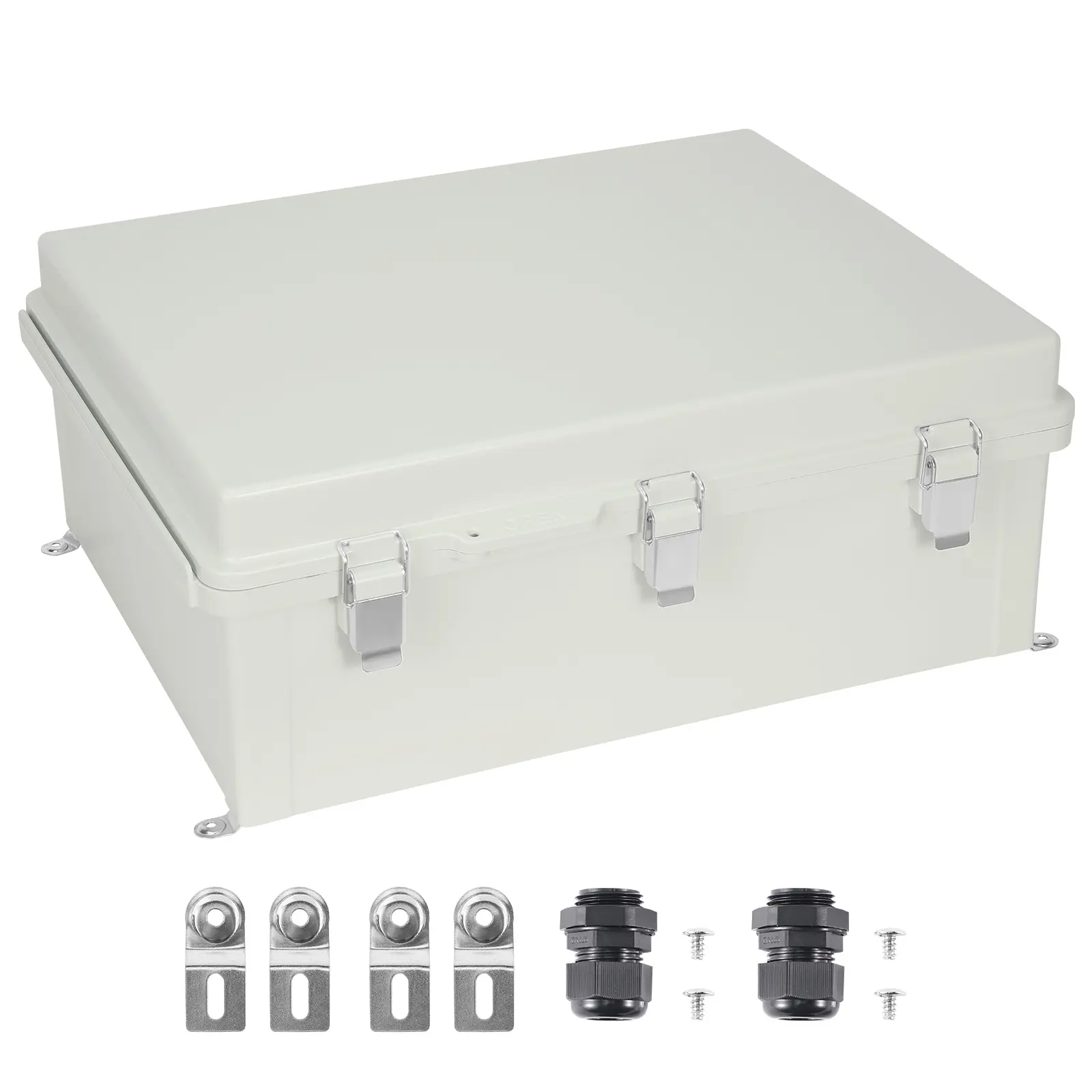 Outdoor Electrical Junction Box, 20.87 x 16.92 x 7.87 in, ABS Plastic Electrical Enclosure Box with Hinged Cover Stainless Steel Latch, IP67 Dustproof Waterproof for Outdoor Electrical Projects