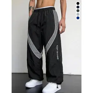 Men's Athletic Trench Coat Pants Wrinkle Resistant Lightweight Sweatpants with Ankle Zips Side Striped Drawstring Hems for Tennis Outdoor Sports Menswear work holiday party outfit track  pants  vibes solid drawstring waist sweatpants Athleisure S