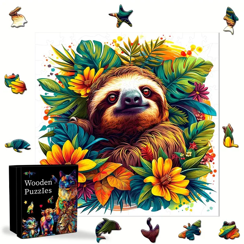 Colorful Sloth Alien Wooden Puzzle, Creative Puzzle, Brain Teaser Game, Room Decoration, Birthday, Christmas, Halloween Gift, Cheap Toy, Local Warehouse Clearance