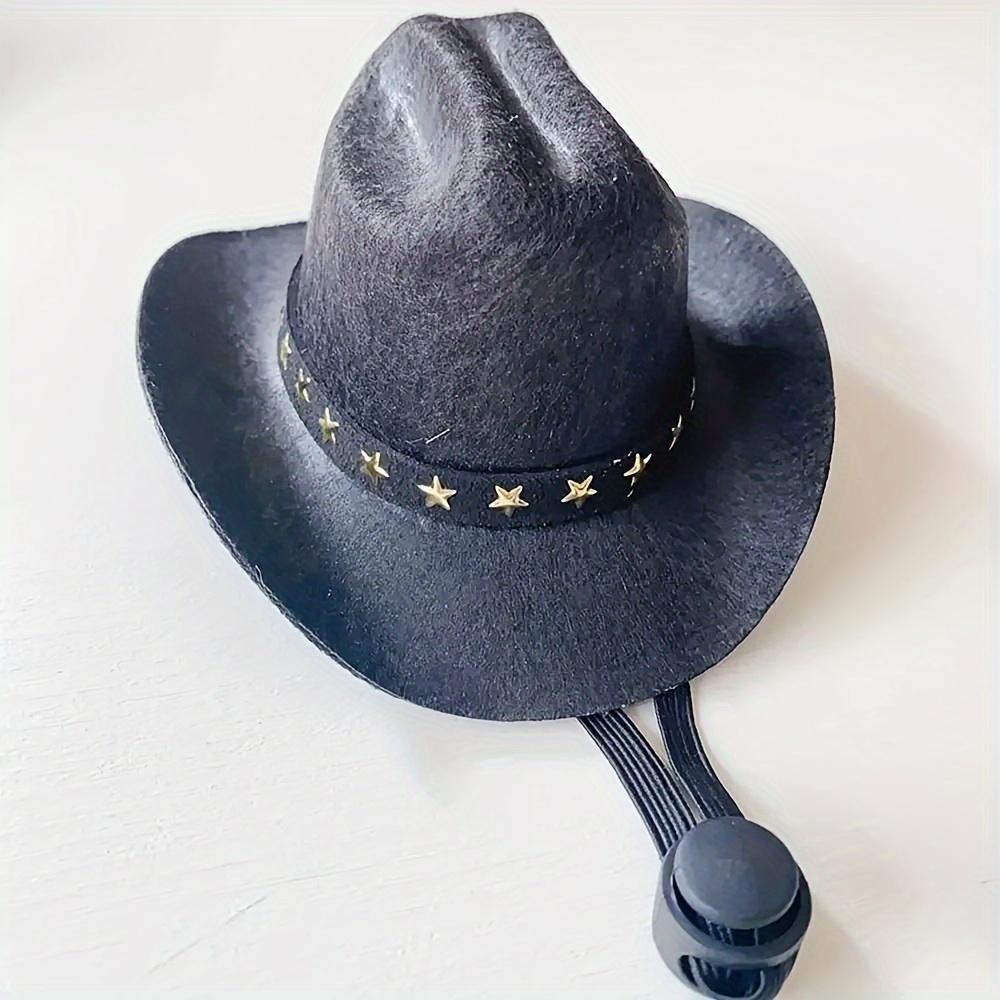 1pc Mini Cowboy Pet Hat with Tether for Small Dogs and Cats - Machine Washable, All-Season Polyester Woven Accessory for Holiday Parties and Outings, Breed-Specific Design