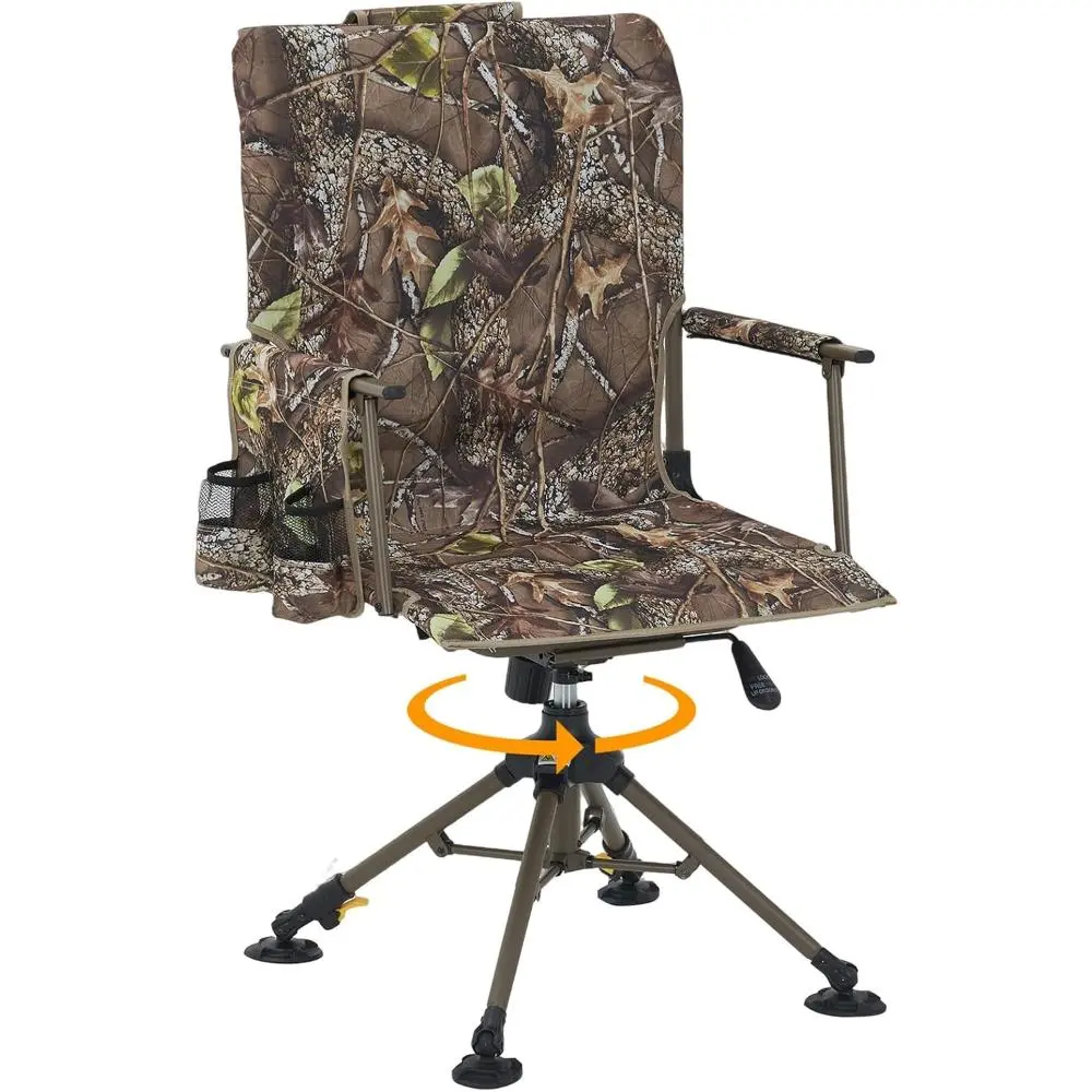 Gaomon Unisex Silent Swivel Hunting Chair - 360° Rotating Heavy-Duty Folding Stool with Carrying Strap, 330 lbs Cap., No Assembly Required, Portable Ground Blind Seat for Deer Hunting, Camping