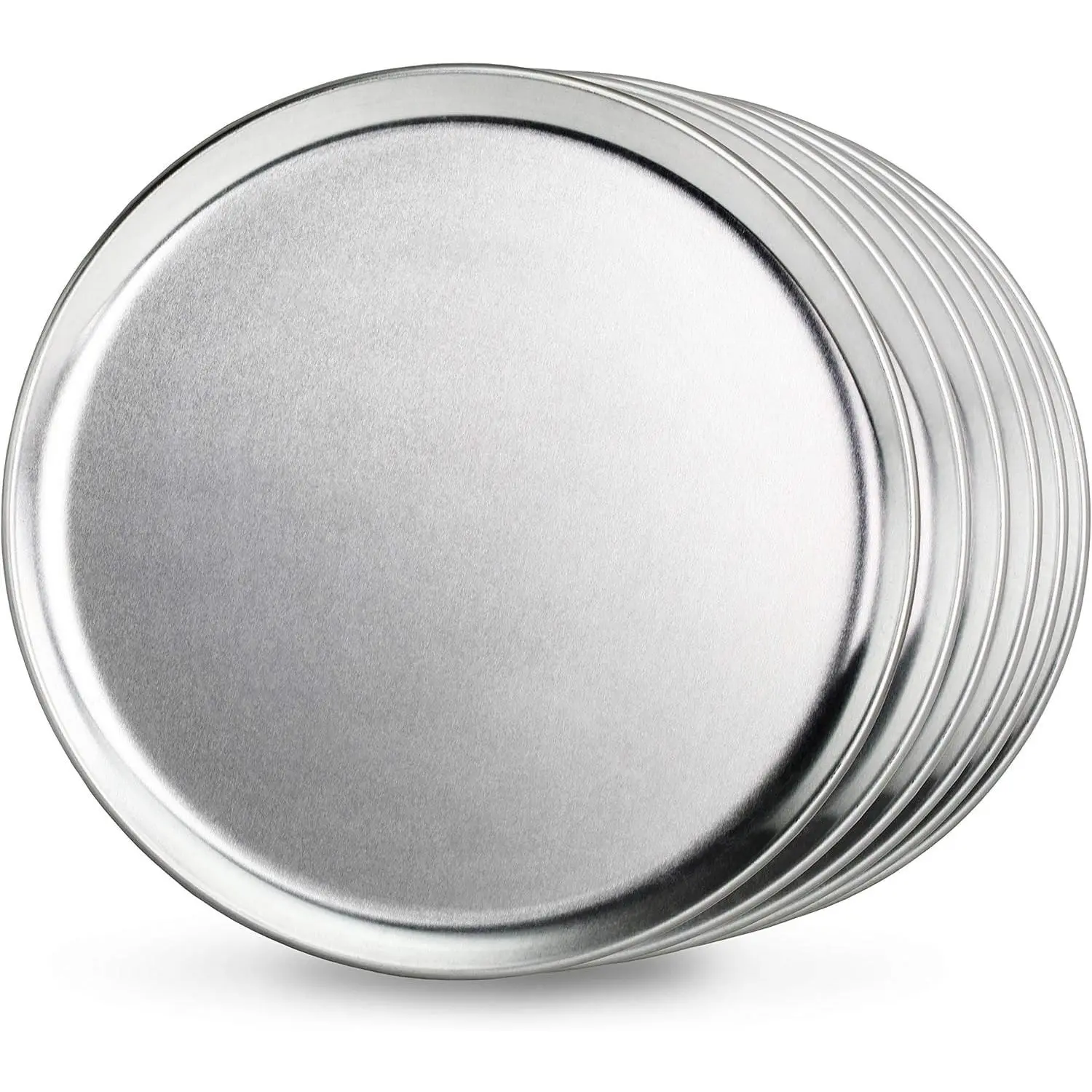 New Star Foodservice Restaurant-Grade Aluminum Pizza Pan, Baking Tray, Coupe Style, 10 Inch, Pack of 6
