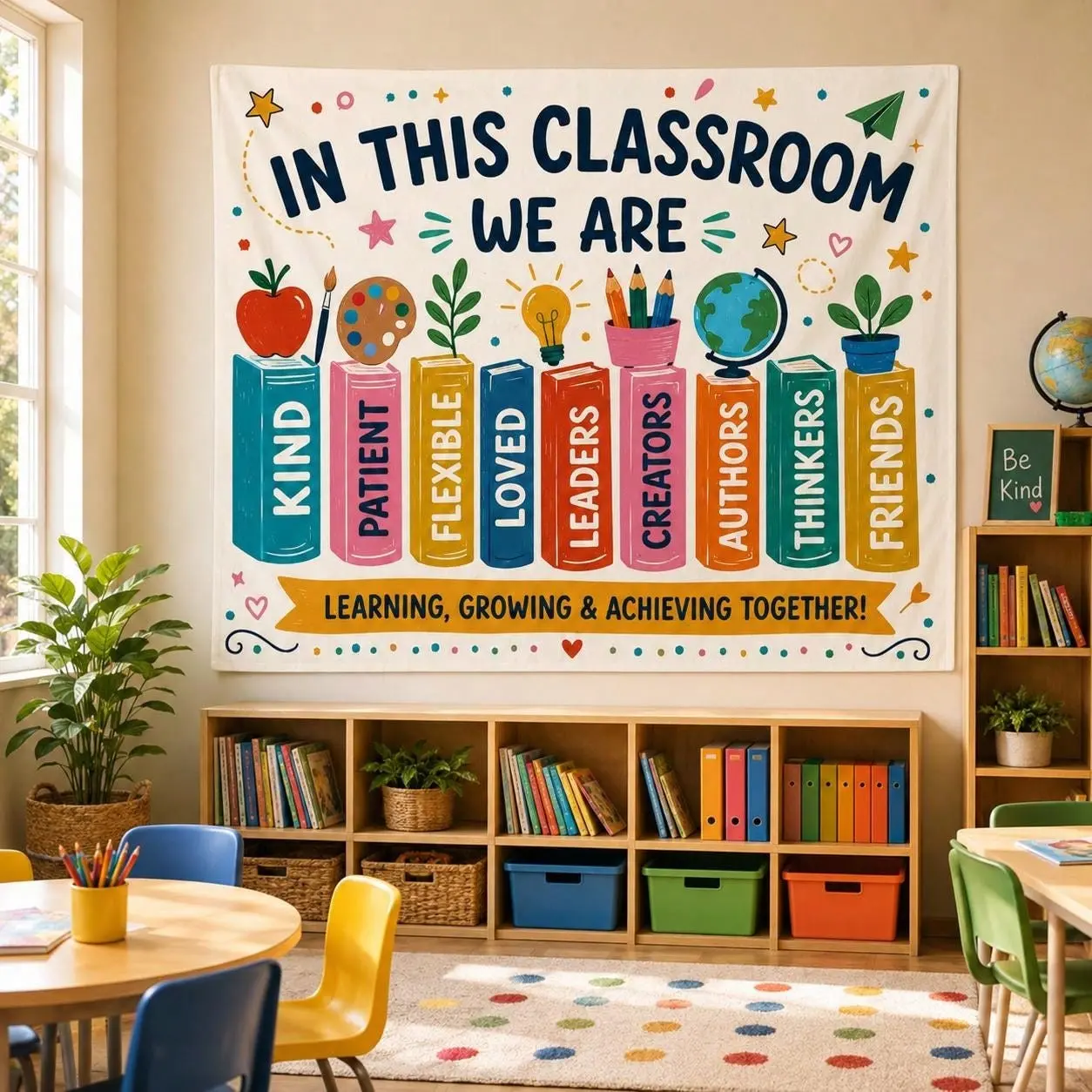 Lightweight Hanging Back to School Tapestry Banner, First Day of School Photo Background, Classroom Wall Decor for Festive & Party Supplies