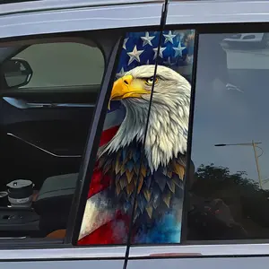 2pcs Patriotic Eagle Car B-Pillar Stickers - Self-Adhesive, Scratch-Resistant Vinyl Decals with a Vivid American Flag Design - Easy to Apply and Remove - Ideal for Car Exterior Accessories, Car Stickers, Nature Lovers, Durable Decals