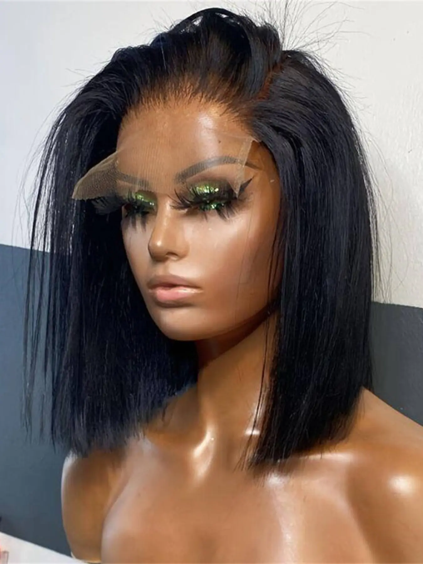 Soft Short 14 Inch 180 Density Smooth Straight Lace Front Wig, Glueless Heat Resistant Daily Wear Synthetic Fiber Wig, Glueless Lace Wigs, Glueless Frontal Wigs, Natural Looking Wigs