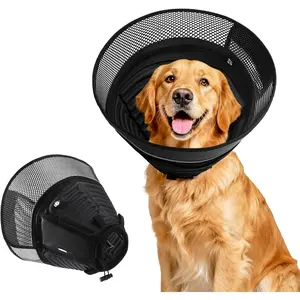 Upgraded Inflatable Dog Cone for Dogs After Surgery, Soft Adjustable 2-in-1 Elizabethan Collar for Large Dogs with Detachable Anti-Licking Shield, Comfortable Pet Recovery E-Collar (L)