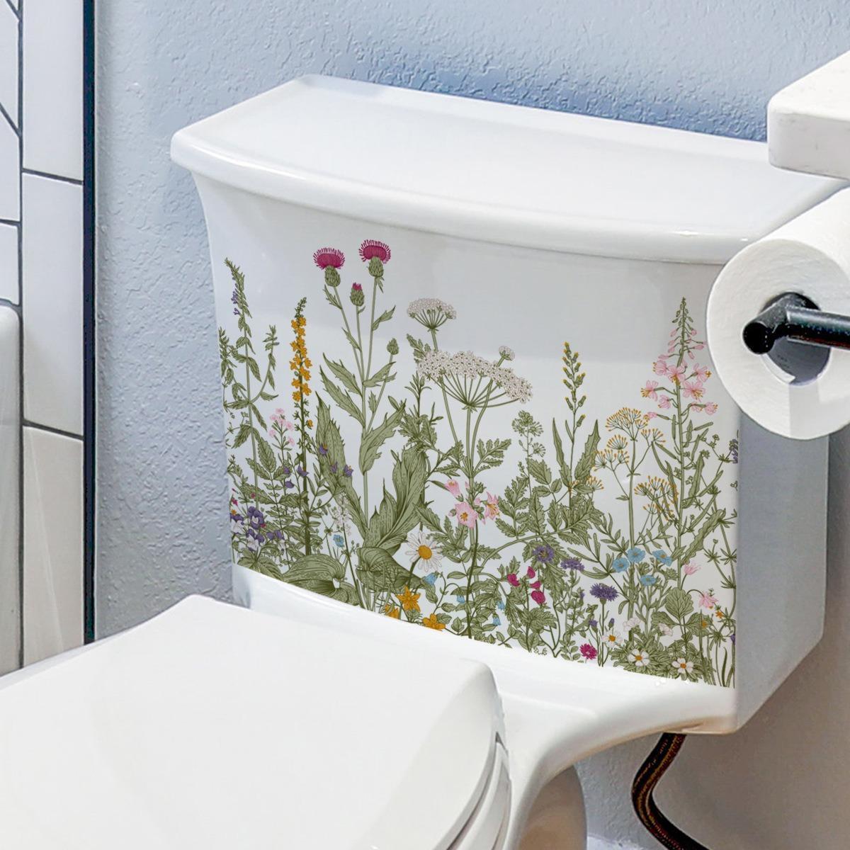 Plants Pattern Sticker, 1 Count Waterproof Sticker for Wall Toilet Bathroom, Wall Decorative Tiles Sticker, Home Decoration Decals, Home Essentials, Home Decor Ideas, Spring Refresh Decor