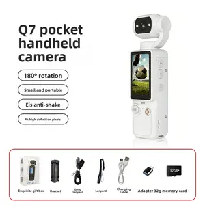 4K Ultra-clear Anti-Shake Action Camera Q7 with Voice Control, Loop Recording, Night Vision, Waterproof, Suitable for Cycling, Skiing, Self-Driving, Vlogging, Selfies, Dual-Screen Live Streaming, Complete Accessory Set