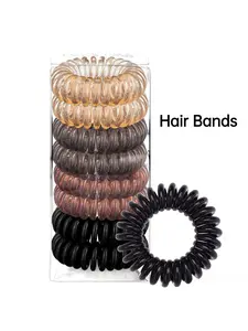 Neutral Spiral Hair Ties 8Pcs, No Damage Creaseless Ponytail Holders for All Hair, 4 Earth Tone Shades Portable Box Gift Set