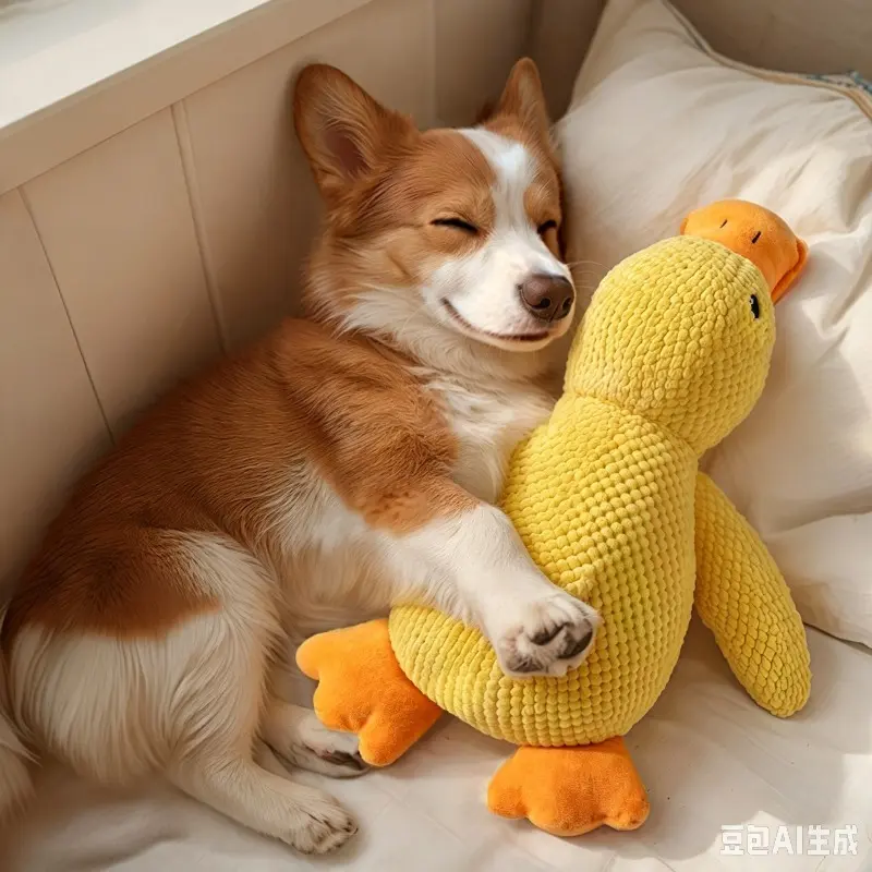 Plush Pet Toy Viral Interactive Accessory Cute Squeaky Yellow Duck Dog Toy Durable Chew Resistant Comfort Stuffed Companion Duck Suitable For Puppy & Kitten Relieve Boredom For Indoor Playtime Sleep Companion Daily Entertainment