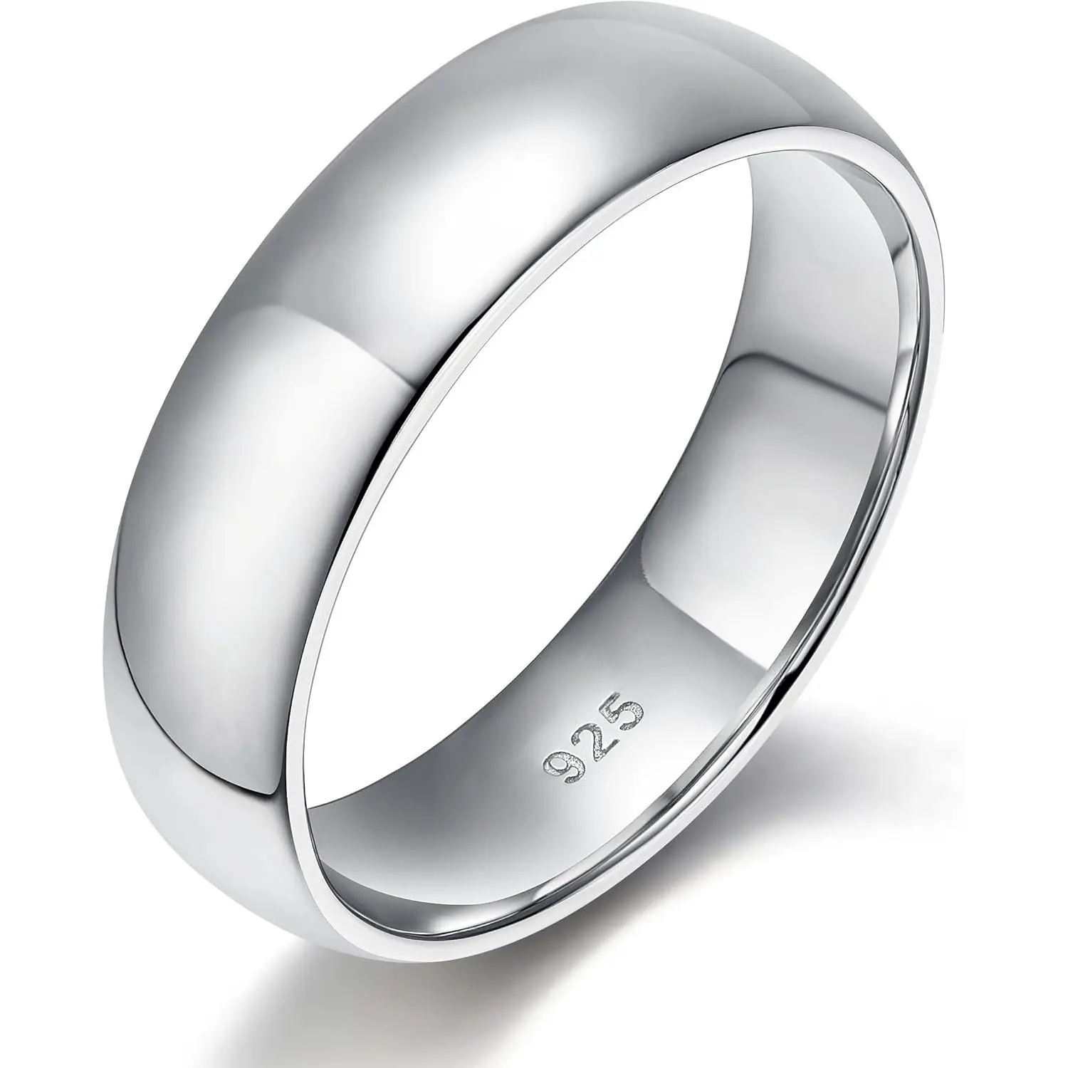 2mm 4mm 6mm Silver Ring High Polish Plain Dome Wedding Band Comfort Fit Size 3-13
