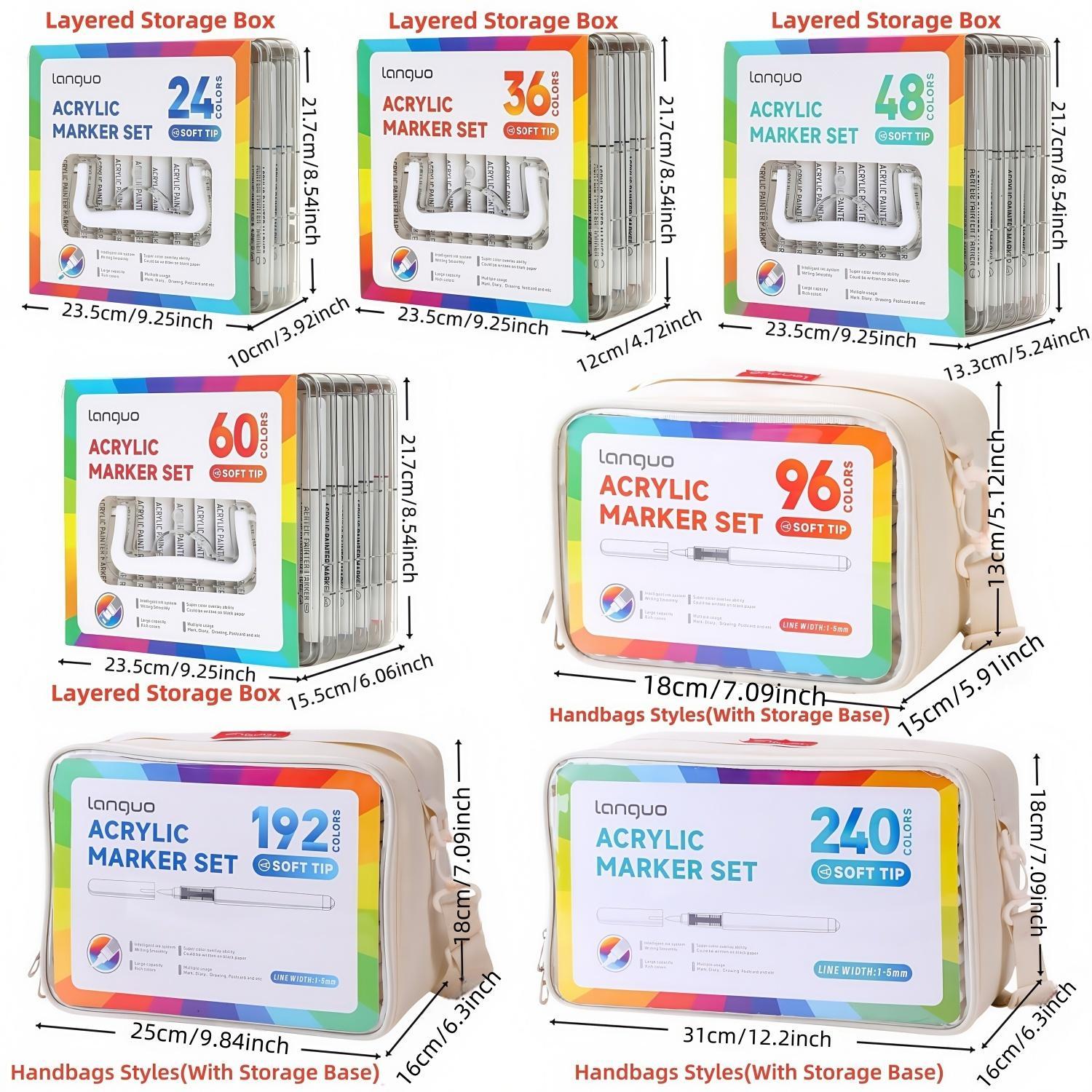 Acrylic Paint Marker Set, 24pcs/set Acrylic Paint Pen with Storage Base, Brush Tip Acrylic Paint Pen for Rock Painting, Ceramic, Wood, Canvas, Glass, Stone, Fabric, Art Supplies, Acrylic Marker Pens, Art Markers Set