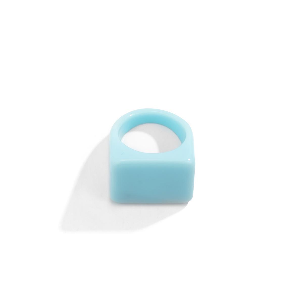 Trendy Colorful Acrylic Plain Ring Geometric Square Wide Resin Band Fashion Minimalist Jewelry for Women Men