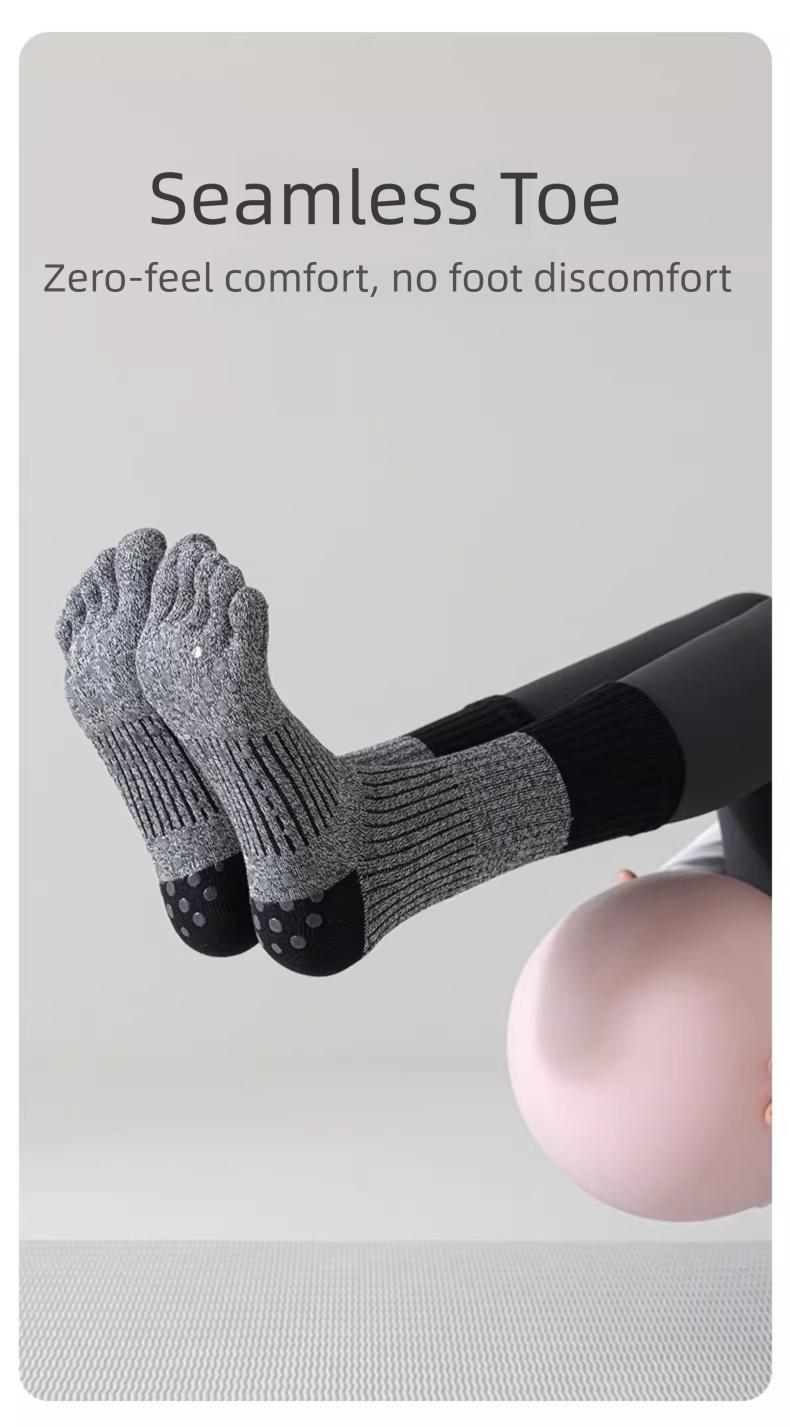 Women's Five Finger Yoga Socks, Non Slip ,Deodorizing Absorb Sweat Summer Indoor Sports ,Professional Fitness Pilates Mid Calf Socks,Non-Slip Toe-Separating Yoga Socks for Women - Cushioned Athletic Socks for#Yoga, Pilates, Barre & Gym Workouts