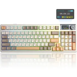 Aula F98 Pro V3  Mechanical Gaming Keyboard, 96% Layout Gasket Mount 10000mAh Keyboard with  LCD Screen & Knob, Tri-Mode BT5.1/2.4G/Wired, Hot Swappable, Coffee  Orange