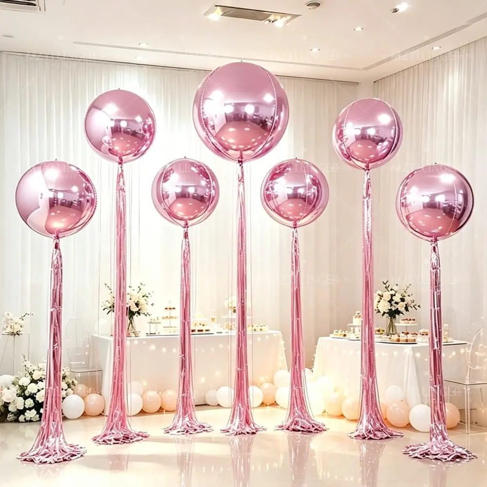 6 Colors 4D Balloons with Rain Curtain, 18/22/32 Inches Aluminum Foil Balloons, Birthday Party Wedding Anniversary Decorations