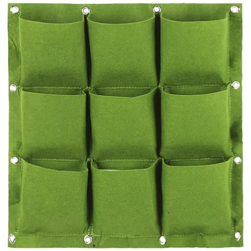 Planting Grow Bags Hanging Vertical Wall Planter 1 Pack Breathable Drainage 9 Pockets Design Modern Style for Indoor Outdoor Home Garden Decoration Outdoor Planters Patio Planters Balcony Planters