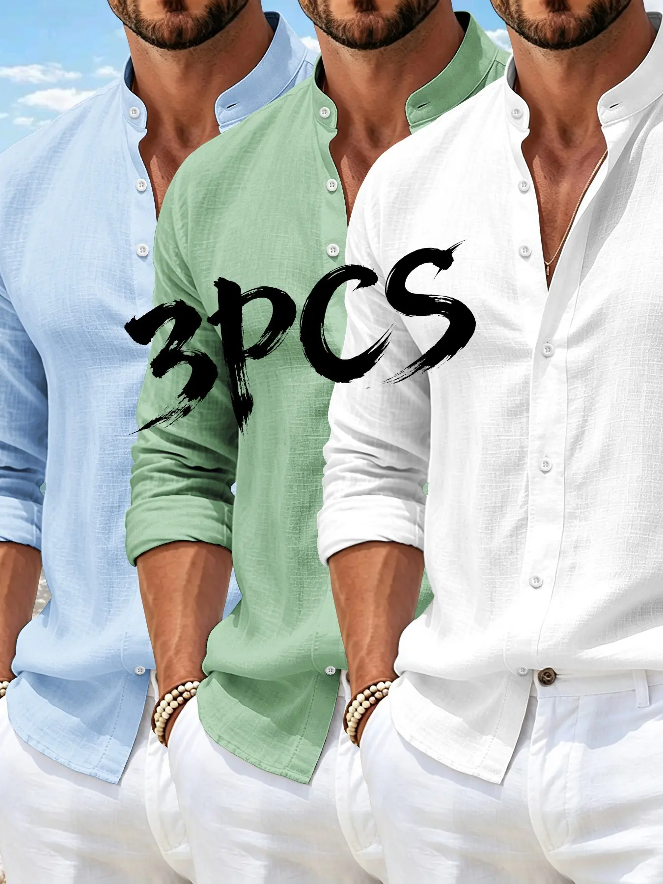 Men's Spring Fall New Solid Linen-Style Long Sleeve Shirt, Casual Slim-Fit Button-Up, Streetwear Fashion, Business Outing, Party Wear