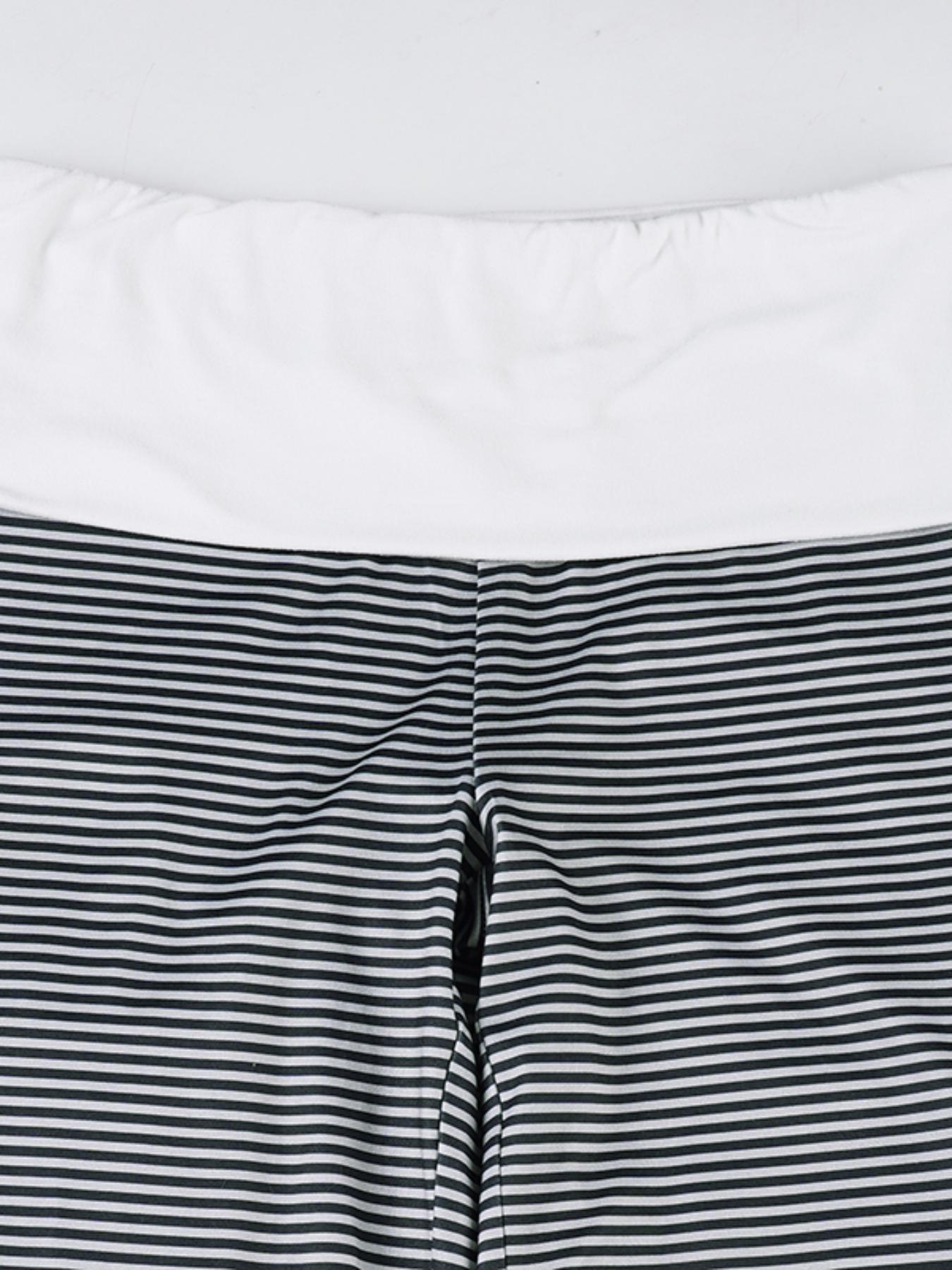 Women's Colorblock Striped Casual Fashion Pants, Casual Chic Trousers, Fitted Straight Leg Long Trousers for Spring & Fall, Comfortable Moderate Fabric Style