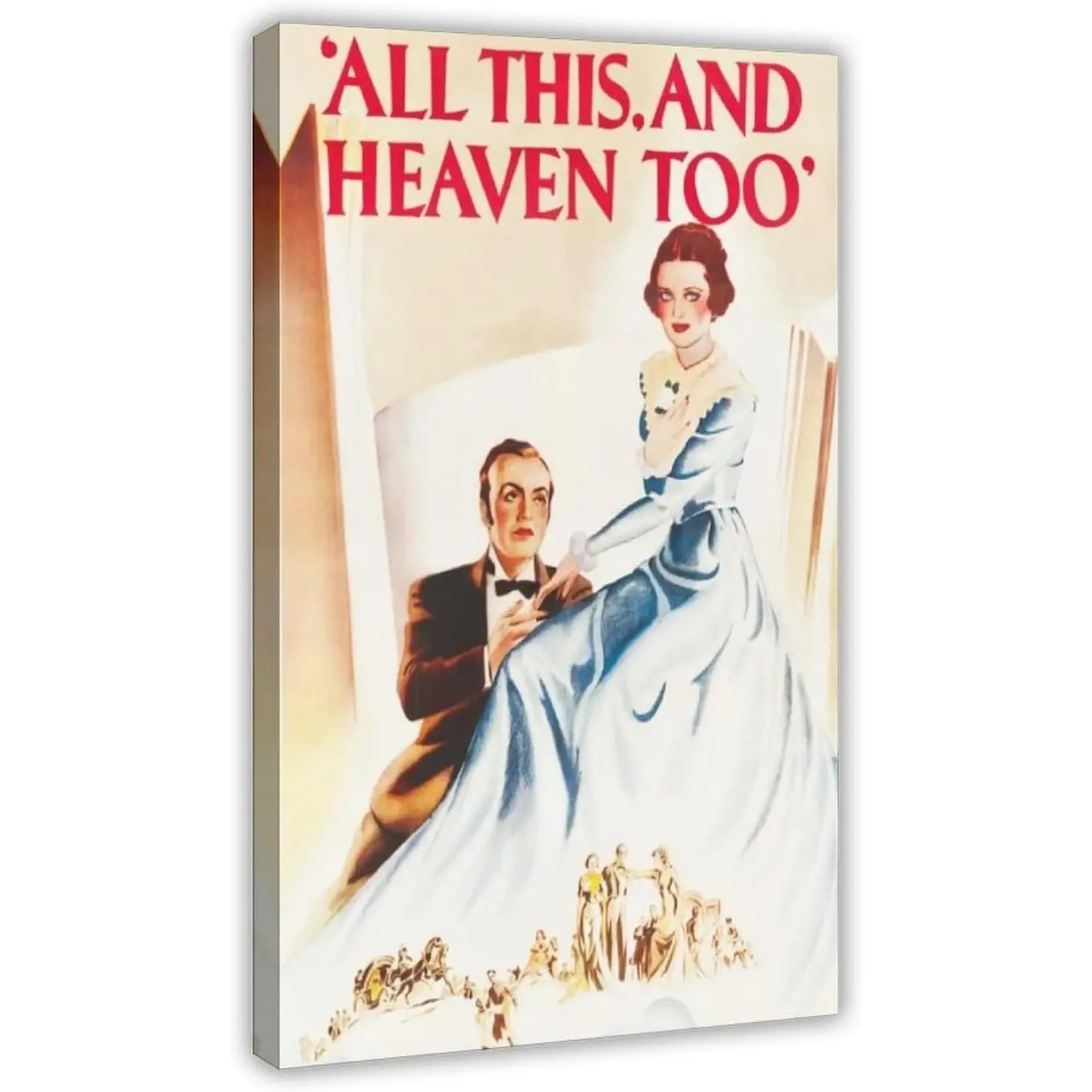 Vintage 90s Old Movie Poster "All This And Heaven Too" 3-Piece Rectangle Canvas Artwork, Home Decor Print for Living Room, Bedroom