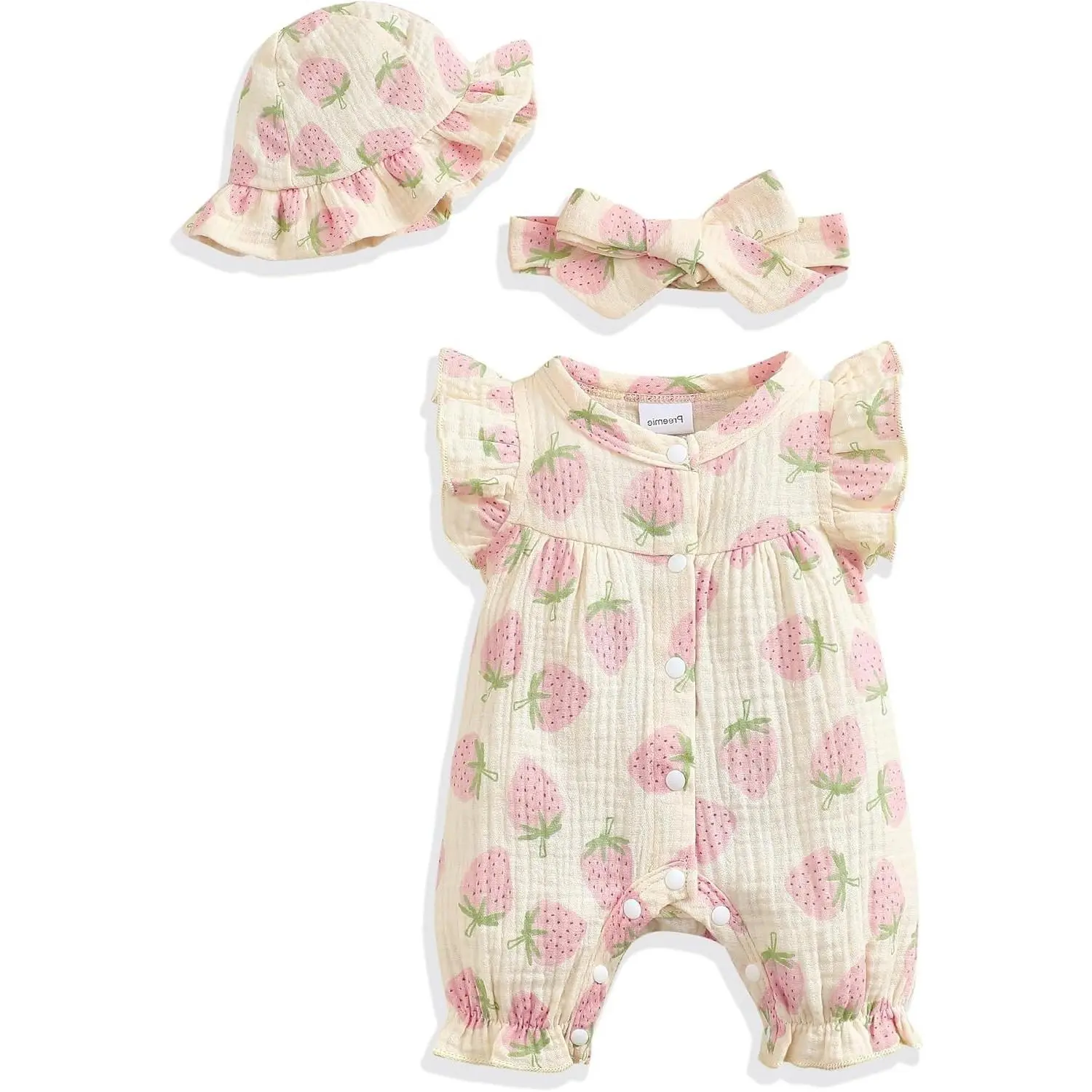Newborn Baby Girl Clothes Outfits One-Piece Romper Preemie-18 Months, Cute Infant Summer Romper with Hat & Headband, Preemie Clothes Girl, Newborn Essentials Photography SetGift