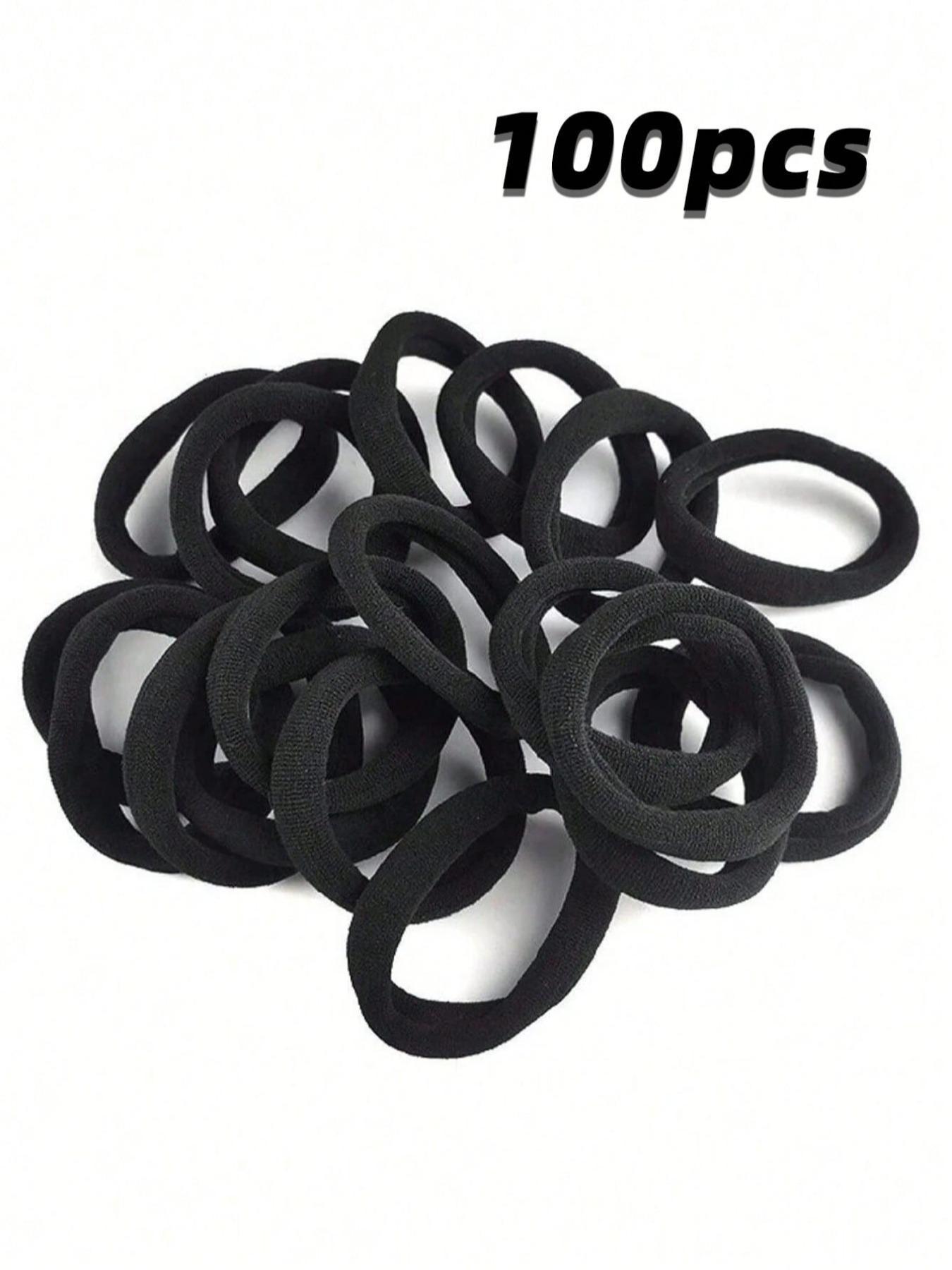 100pcs Women's Black, Fashionable Simple, High Elasticity Thick Hair Scrunchies, Suitable For Everyday Use And Gift Giving Hair Ties Ponytail Holders Hair Elastics Hair Rope Sports Hair Band