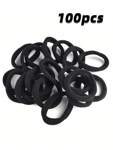 100pcs Women's Black, Fashionable Simple, High Elasticity Thick Hair Scrunchies, Suitable For Everyday Use And Gift Giving Hair Ties Ponytail Holders Hair Elastics Hair Rope Sports Hair Band