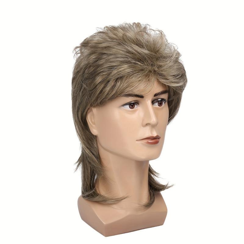 2026 Retro Men s Side Parted Fluffy Curly Wig Vintage Style Synthetic Hairpiece for Costume Party Daily Wear