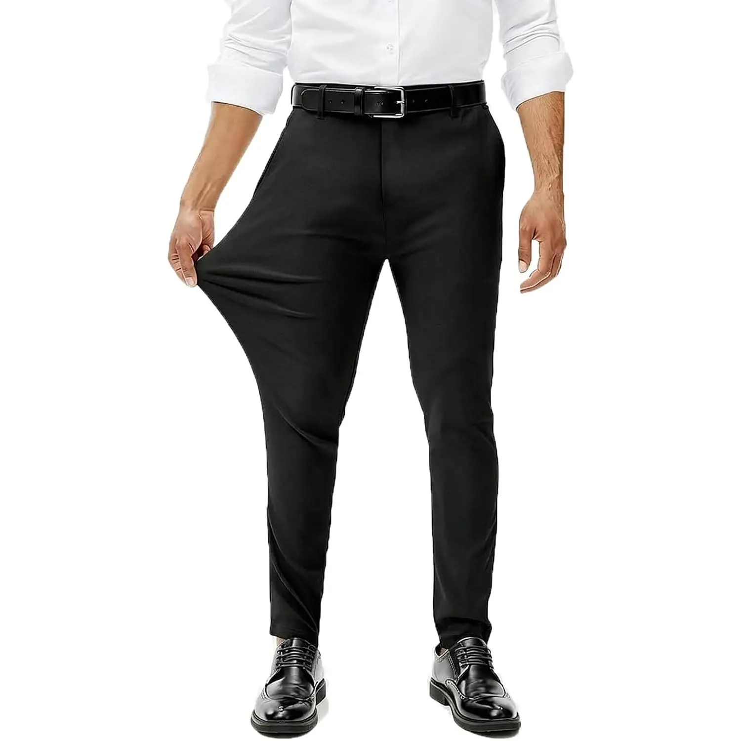 Men's Slim Fit Dress Pants Stretchy Tapered Chinos