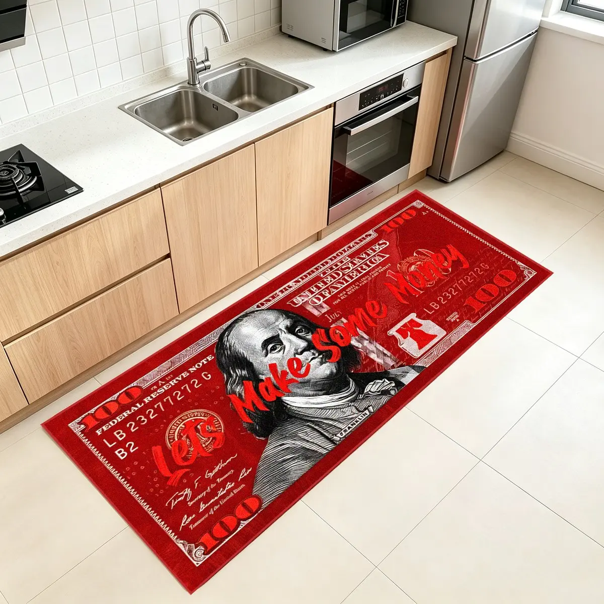 Creative Irregular Shape Money Rug, Soft and Easy to Clean, Modern Artistic Atmosphere, Home Decor for Living Room, Bedroom, Kitchen, Bathroom