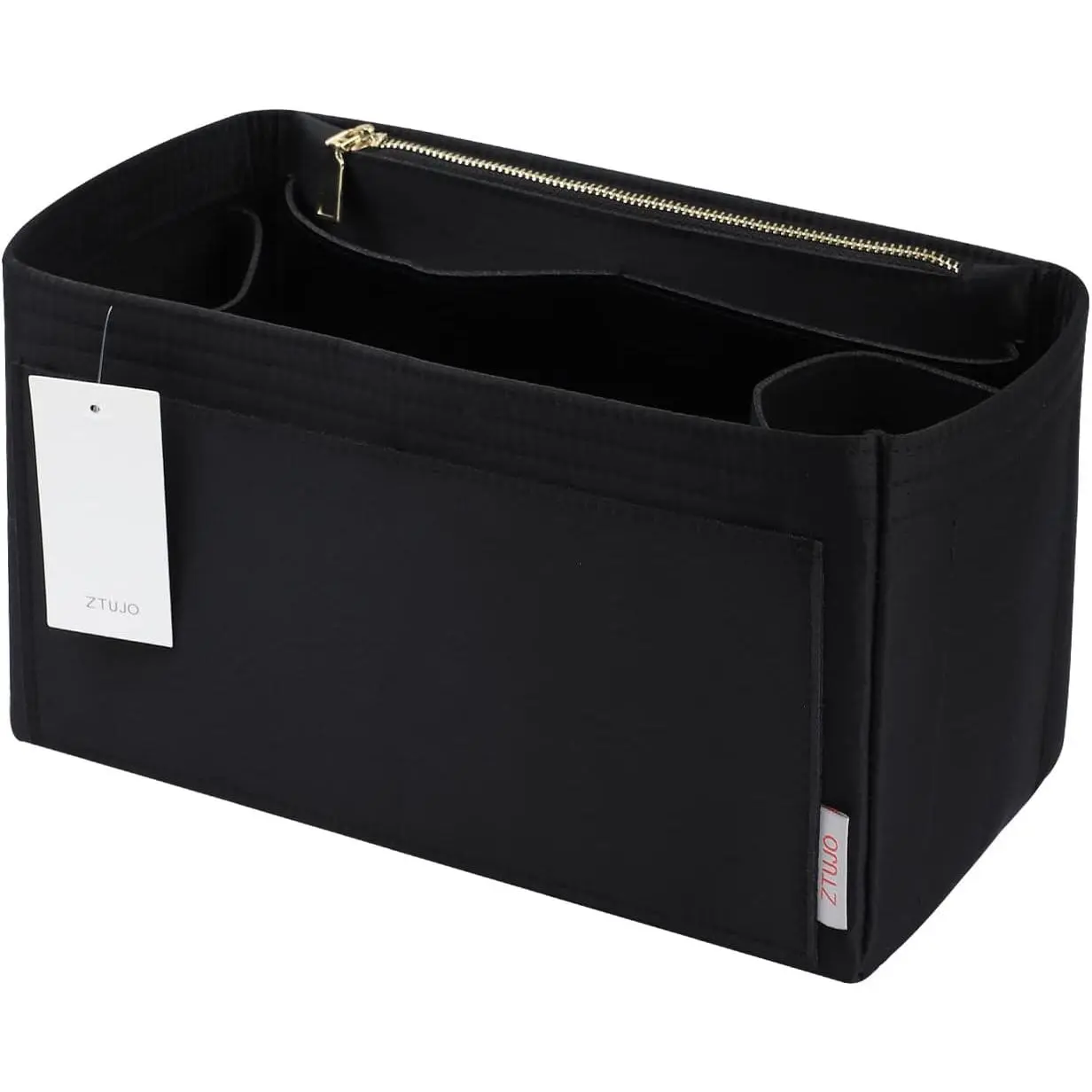 Purse Organizer Insert For Handbags, Silky Touching Bag Organizer Insert With Bottle Holder, Perfect for Speedy, Neverfull, Tote,ONTHEGO,Artsy,Handbag and More (Medium,Silky Black)