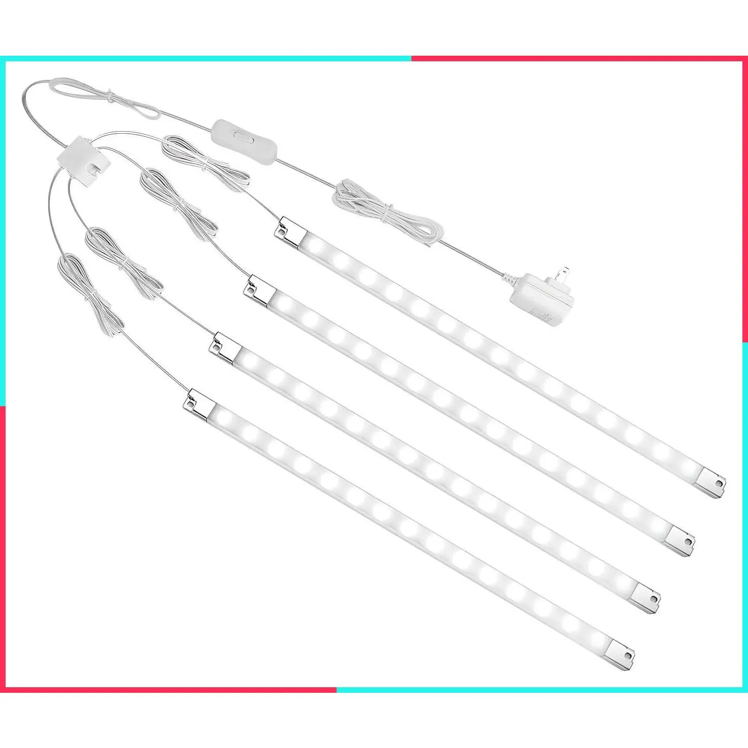 4-Pack 12-inch LED Display Light Bar, 6000K White Plug-in ETL Showcase