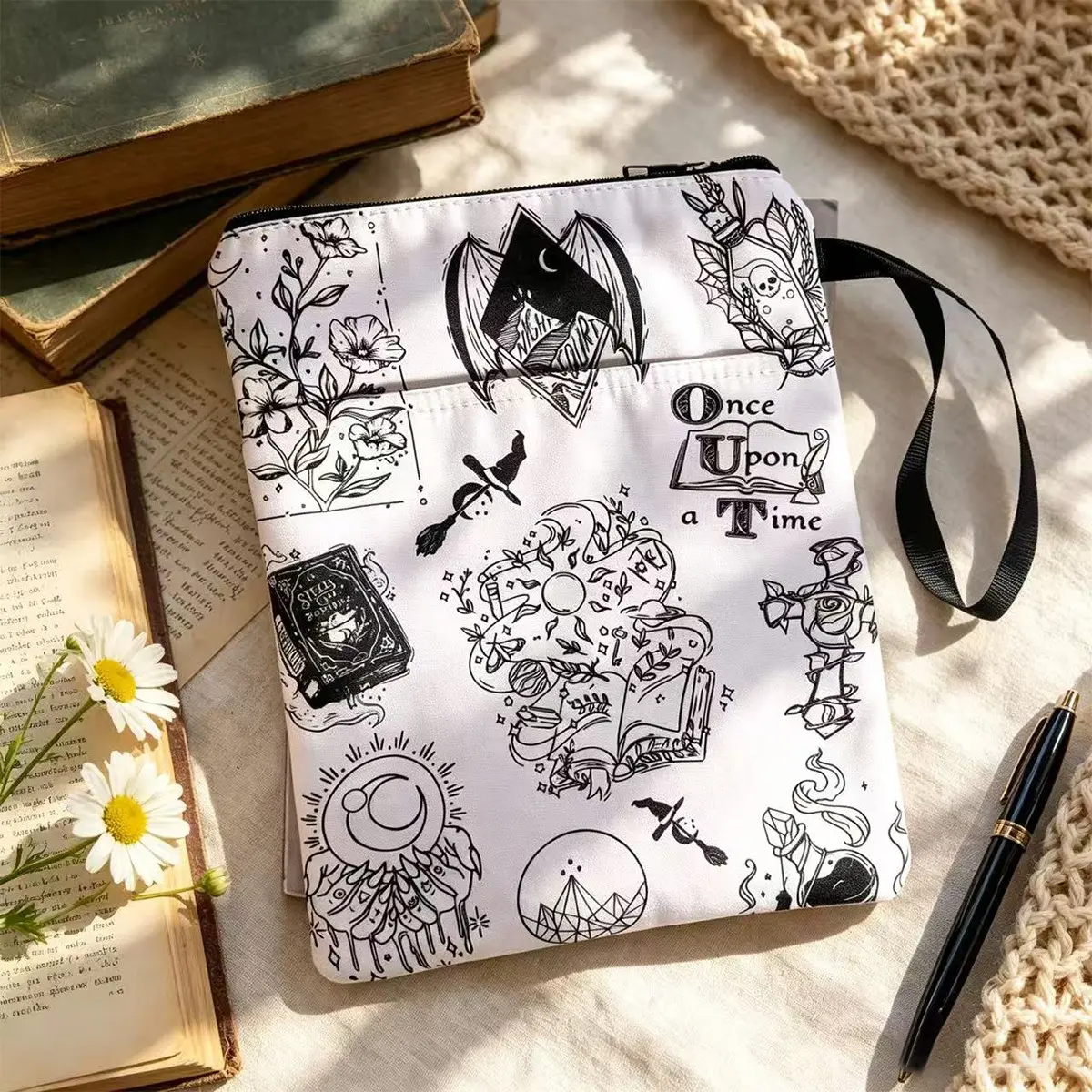 Multi-Pocket Tote Backpack, Durable Washable Fabric, Waterproof Zippered Book Cover, Ideal for Books Tablets Phones Stationery, Everyday Work Bag