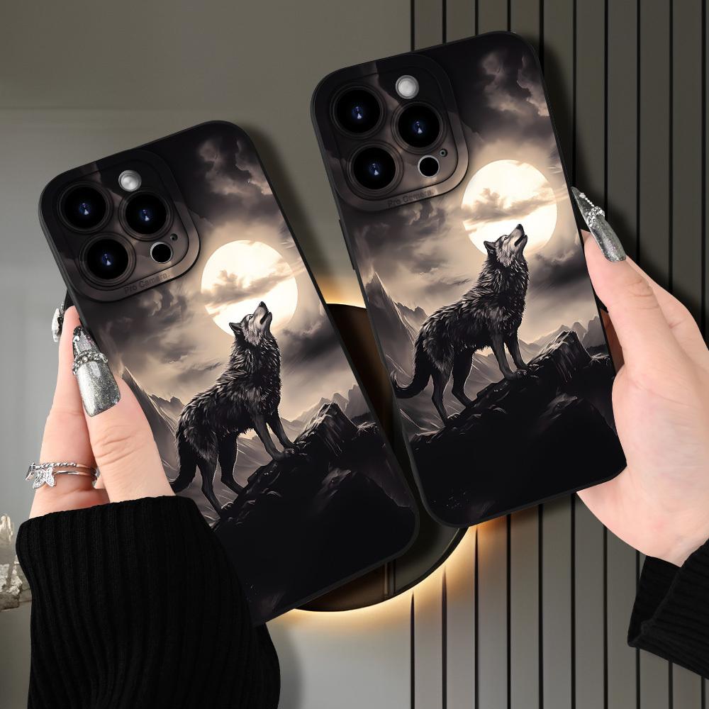 creative wolf howl pattern phone case for iPhone 16/15/14/13/12/XS/ Plus/Pro/Max/Mini - stylish design suitable for both men and women, perfect gift for friends, family, boyfriend or girlfriend