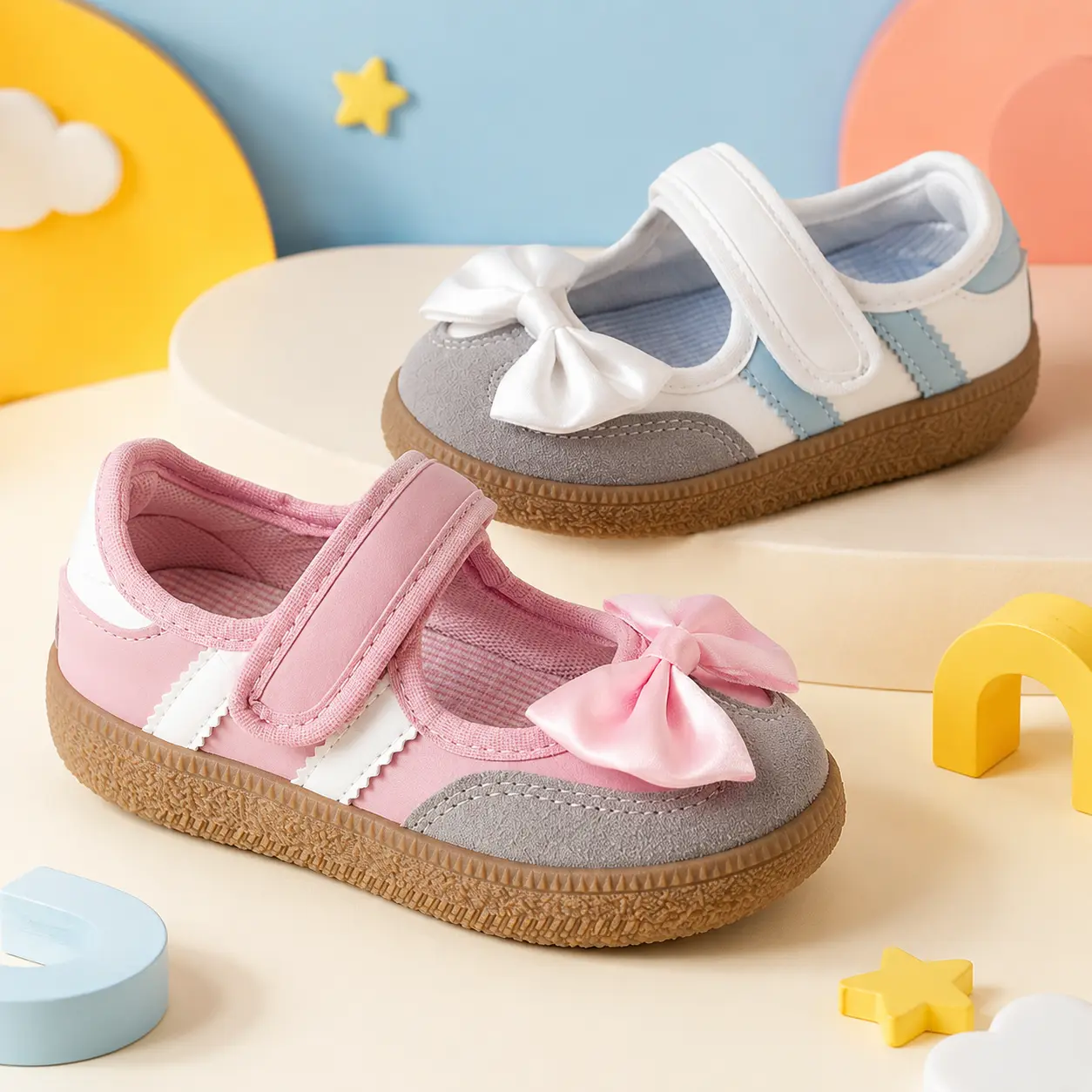 Cute Girls Training Shoes with Bow Knot Design Casual Breathable Sneakers for School Sports and Daily Wear Comfortable Non Slip Sole