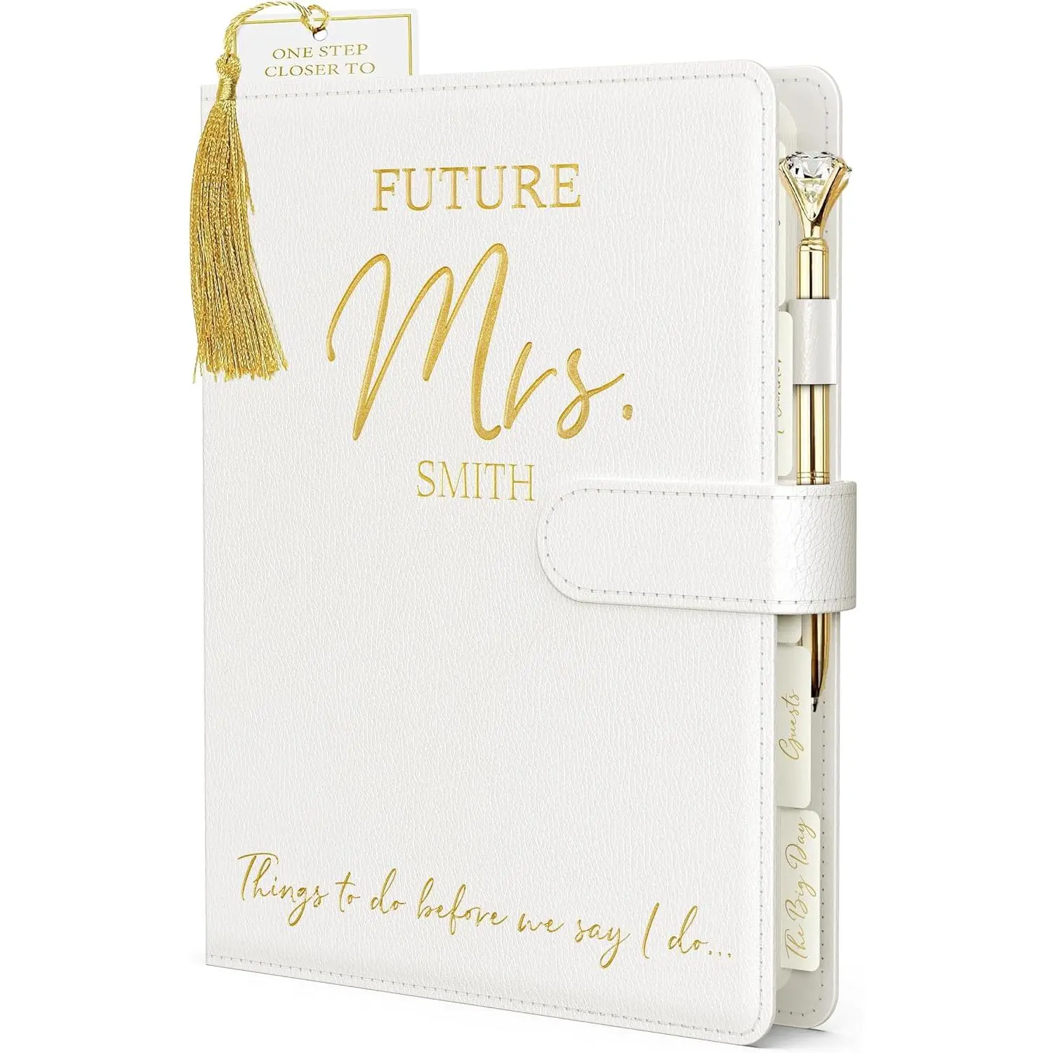 Wedding Planner Book and Organizer - Faux Leather 'Future Mrs' Wedding Planning Book and Organizer I Wedding Binder with Pen & Bookmark. Includes Bridal Countdown Calendar I Designed in