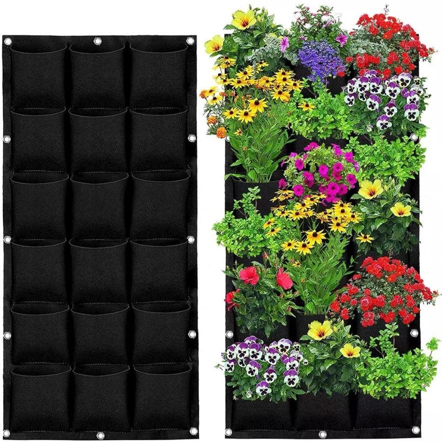Vertical Wall Mounted Plant Growing Bag, 1 Count Multi-pocket design Felt Plant Growing Bag, Garden Bag for Home Garden