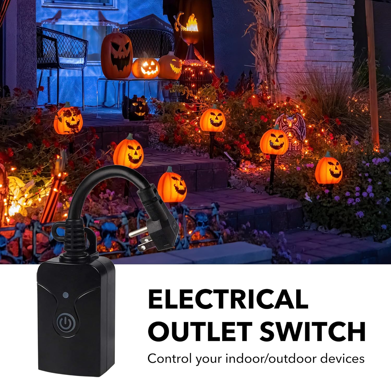 Outdoor Indoor  Remote Control 3-Prong Outlet Weatherproof Heavy Duty 15 A Compact 1 Remote 1 Outlet with Remote 6-inch Cord 100ft Range ETL Listed ( Included)