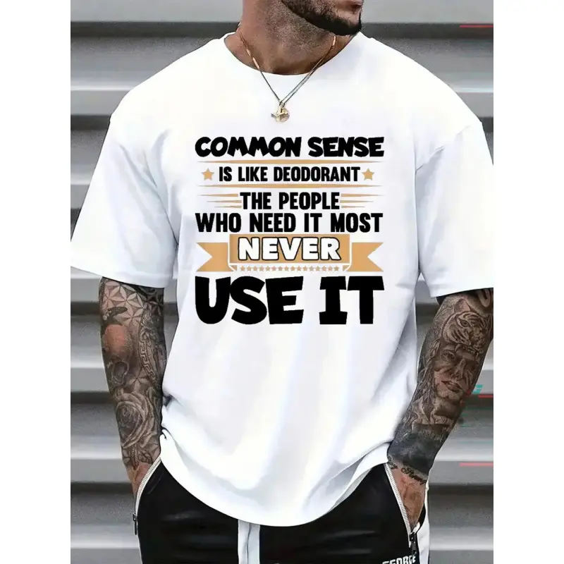 Men's Funny Sarcastic Graphic Short-Sleeve Round Neck Sports T-Shirt - Ultra Soft Breathable Moisture-Wicking Fabric, Comfortable Fit, Multi-Size, Casual Wear, Dad Gift, Graphic Tee