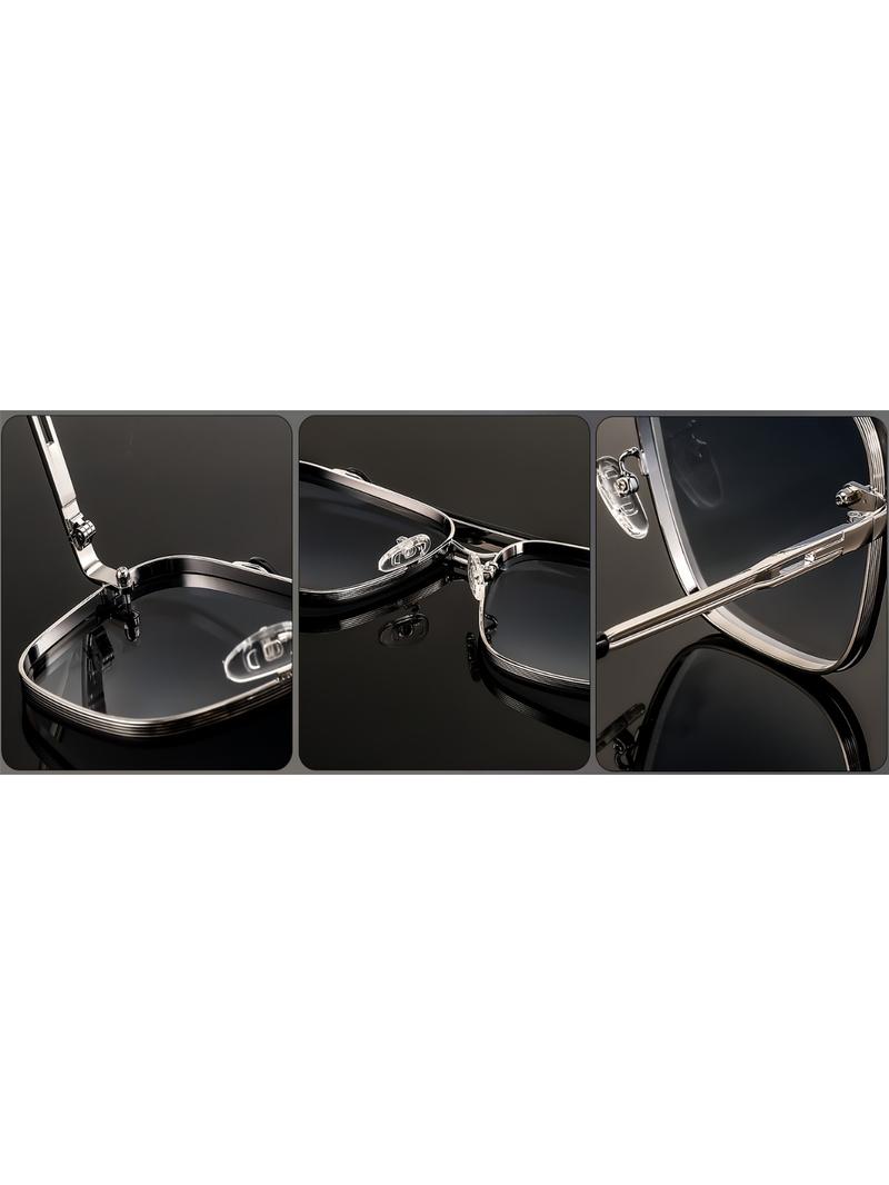 FEISEDY Sunglasses, Fashion Square Pilot Sunglasses, Vintage Metal Gradient Glasses for Men and Women B4104