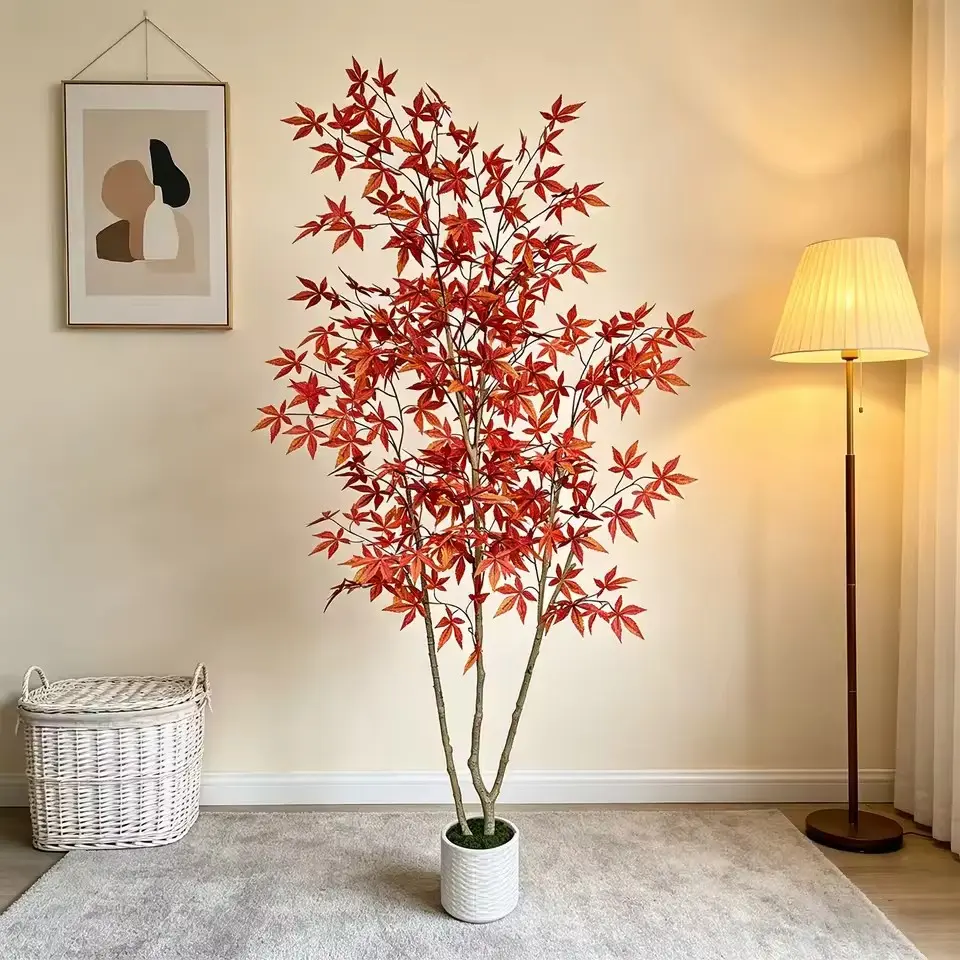 5.9-6.8FT (180-210cm)  Realistic Maple Tree, Japanese Style Autumn Decor, Indoor Outdoor Living Room Decoration, Thanksgiving Halloween