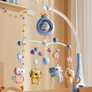 Baby Remote Control Bedside Bell Toy, Electric Rotating Musical Light Up Music Bed Bell with Light Projection, Timer Function, Infant Entertainment Gift