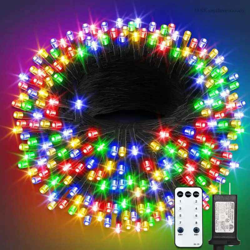 300 LED String Lights Outdoor, 100FT Multicolor Christmas Lights for Outside with Remote, Timer Memory Function, 8 Modes Waterproof Fairy Lights Plug in, for Xmas Tree Bedroom Patio PartyAA43CampHavenGoods