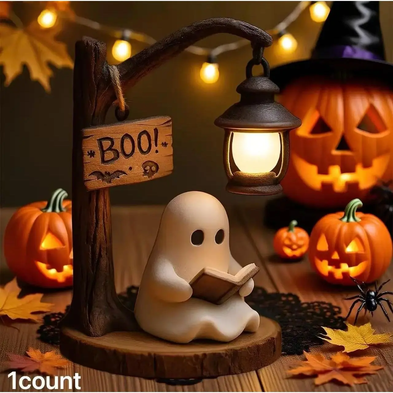 Ghost Desktop Lamp - Creepy Cute Contemporary Halloween Home Decor, Irregular Form Indoor Lighting, Bedroom Bedside Table Ornament Gift