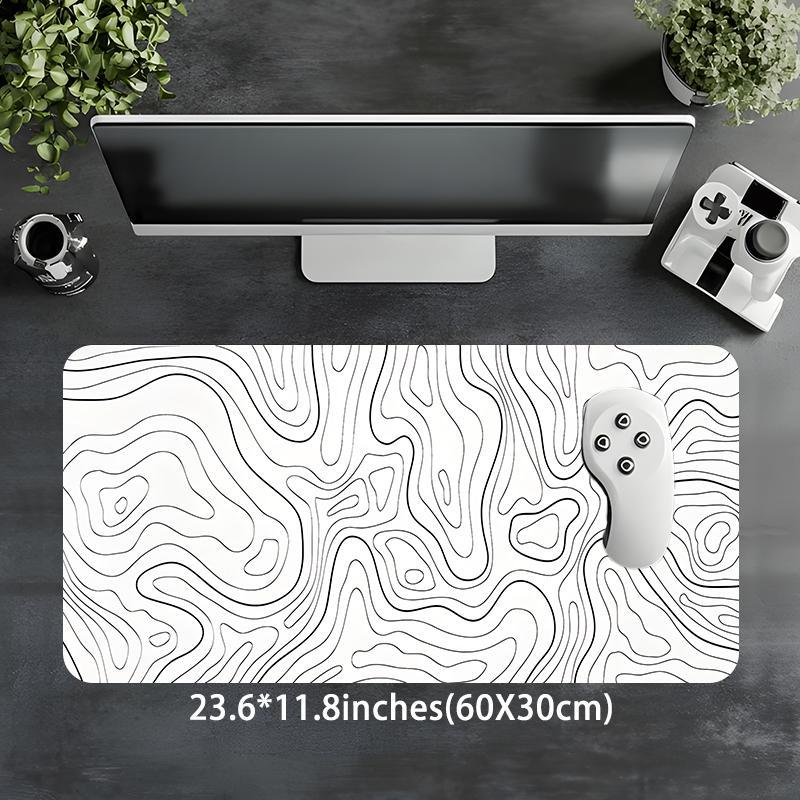 Topographic Line Pattern Mouse Pad, Rectangular Gaming Mouse Pad, Non-Slip Rubber Mat, Multi-Size Mousepad for Laptop and Desktop Gaming