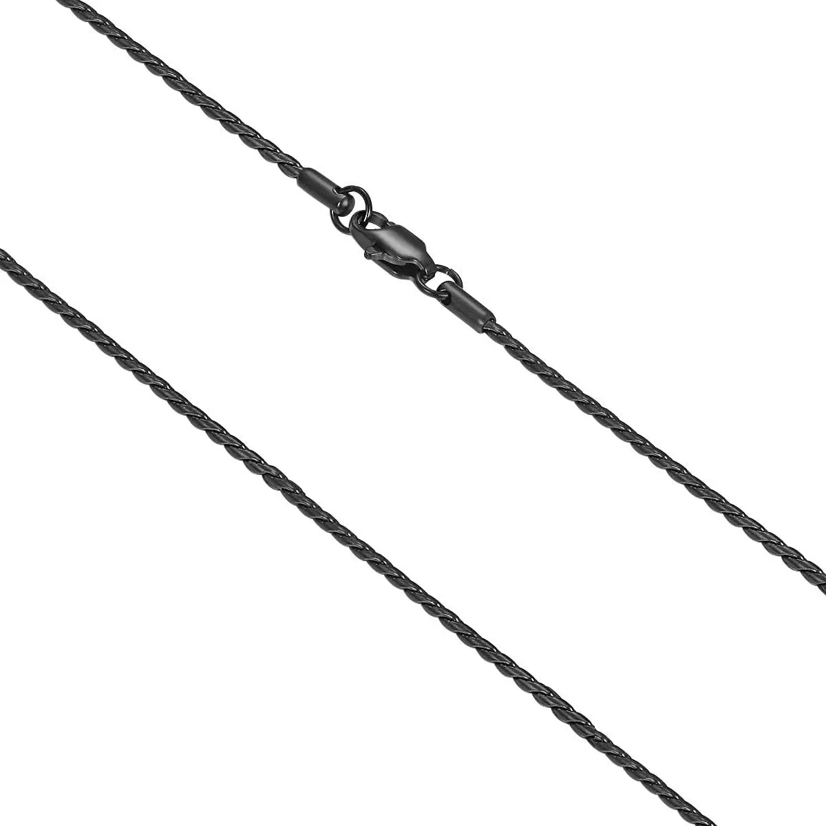 Black  Snake Link Chain Necklace for Men and Women, Stainless Steel Twist Mens Chains, 2mm 2.5mm 3.2mm Width