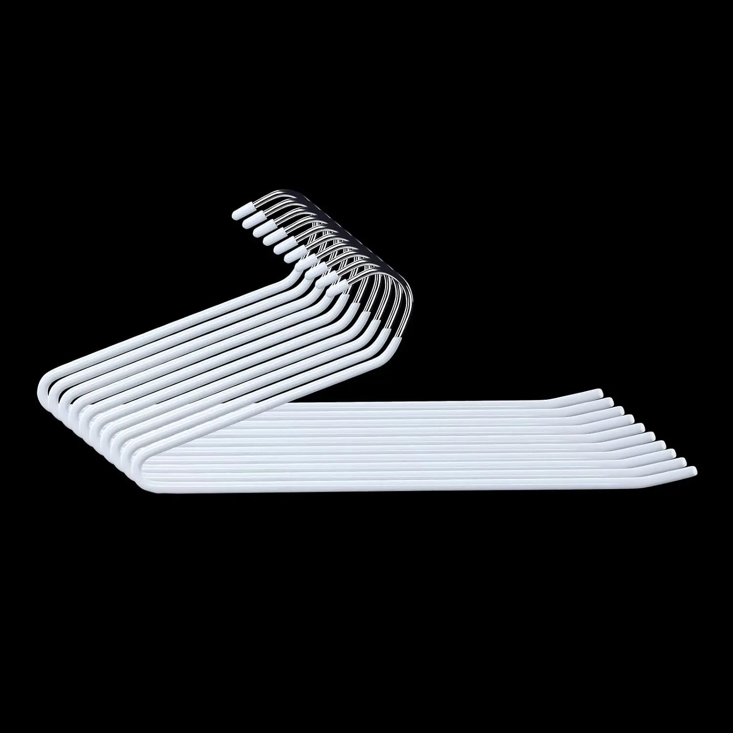 10-Pack Light Jean Hangers for Closet - Space-Saving, Non-Slip Open-End Stainless Steel Organiser - Slide-Design Hook for Pants, Better Than Traditional Hangers, White-10 Pack