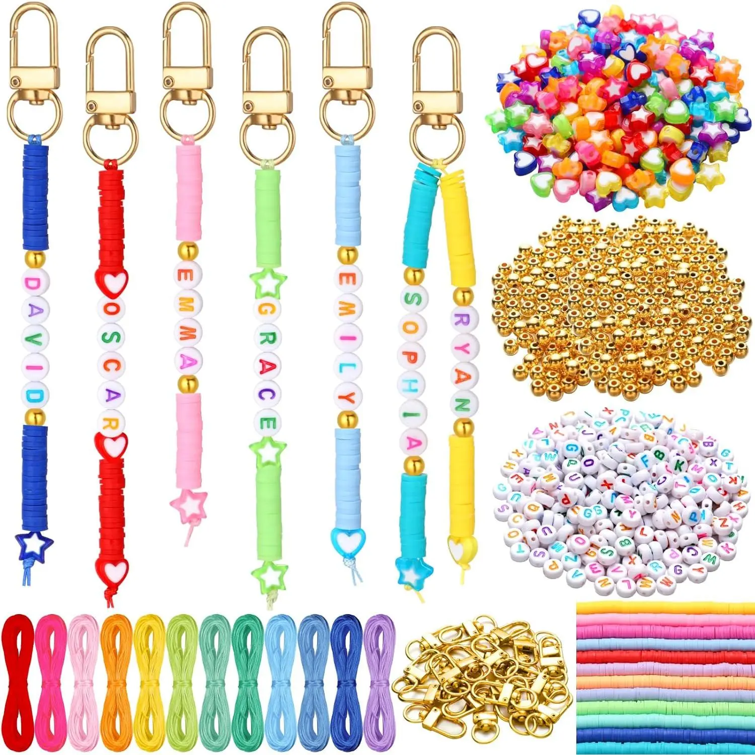 4948 count Friendship  Making Kit DIY  Friendship Key Chain Crafts Clay Beads Charms Letter Name Bead  Accessories for Women Birthday Christmas Party Favors(Cute Style)