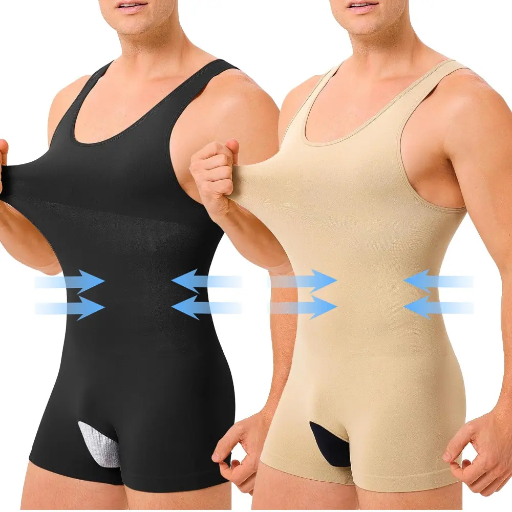 Men's Compression Sleeveless Tummy Control Full Body Shaper Bodysuit Shapewear Underwear Fajas Para Hombres