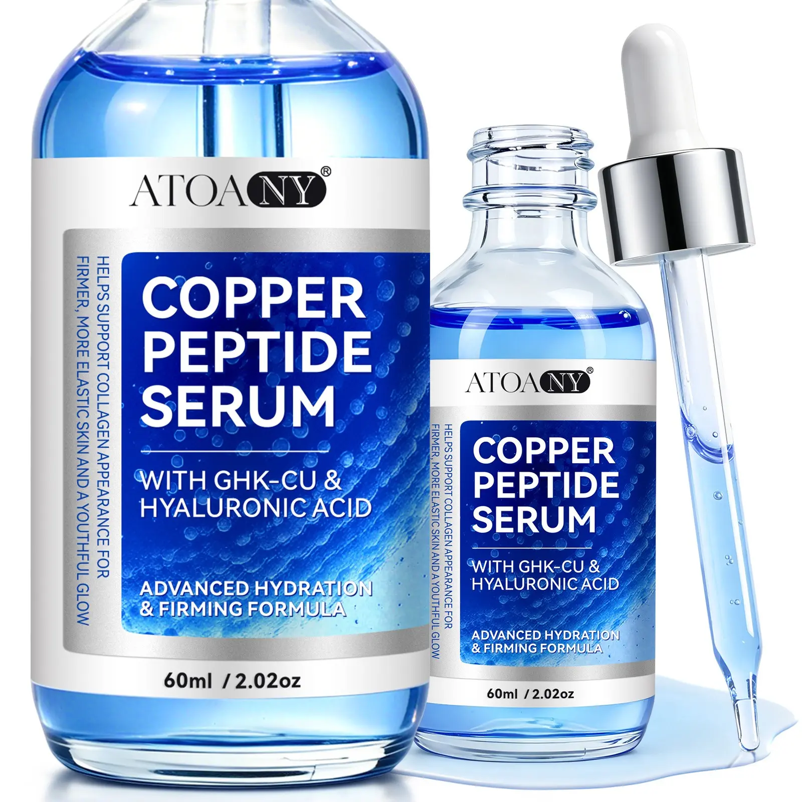Copper Peptide Serum 60ML, Copper Tripeptide-1, Cosmetics Serum, Anti Aging Peptides, Firming Anti Wrinkle, Tightens Skin, Boosts Elasticity, Long-Lasting Hydration, Lightweight Absorption
